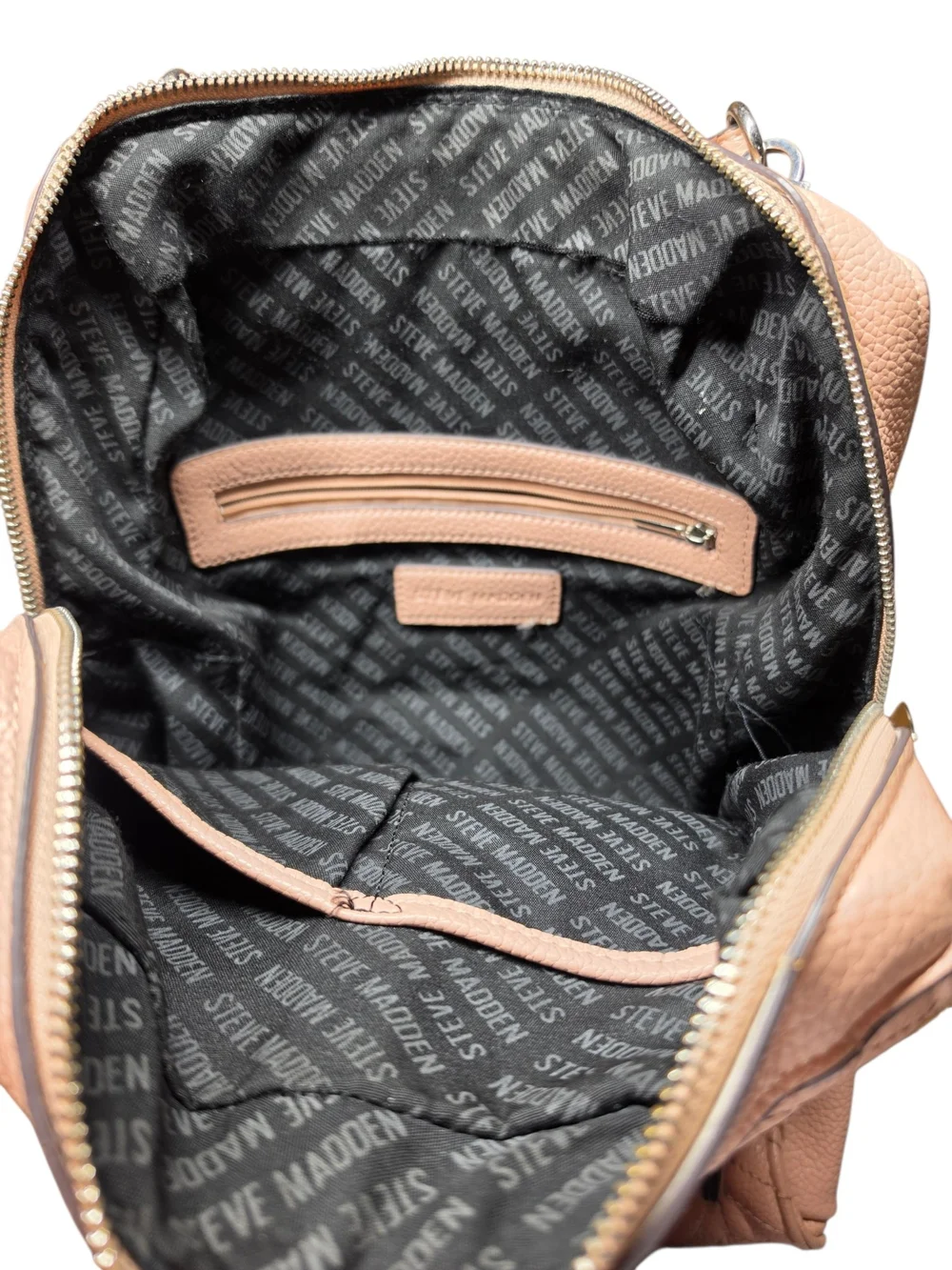 Steve Madden Blush Pink Quilted Backpack Purse Faux Leather Laptop Travel Bag